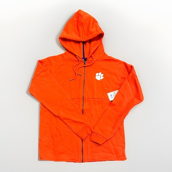 Clemson Tigers NCAA Orange Full Zip Hoodie Sweatshirt with Paw - Fan Apparel - Picture 1 of 9